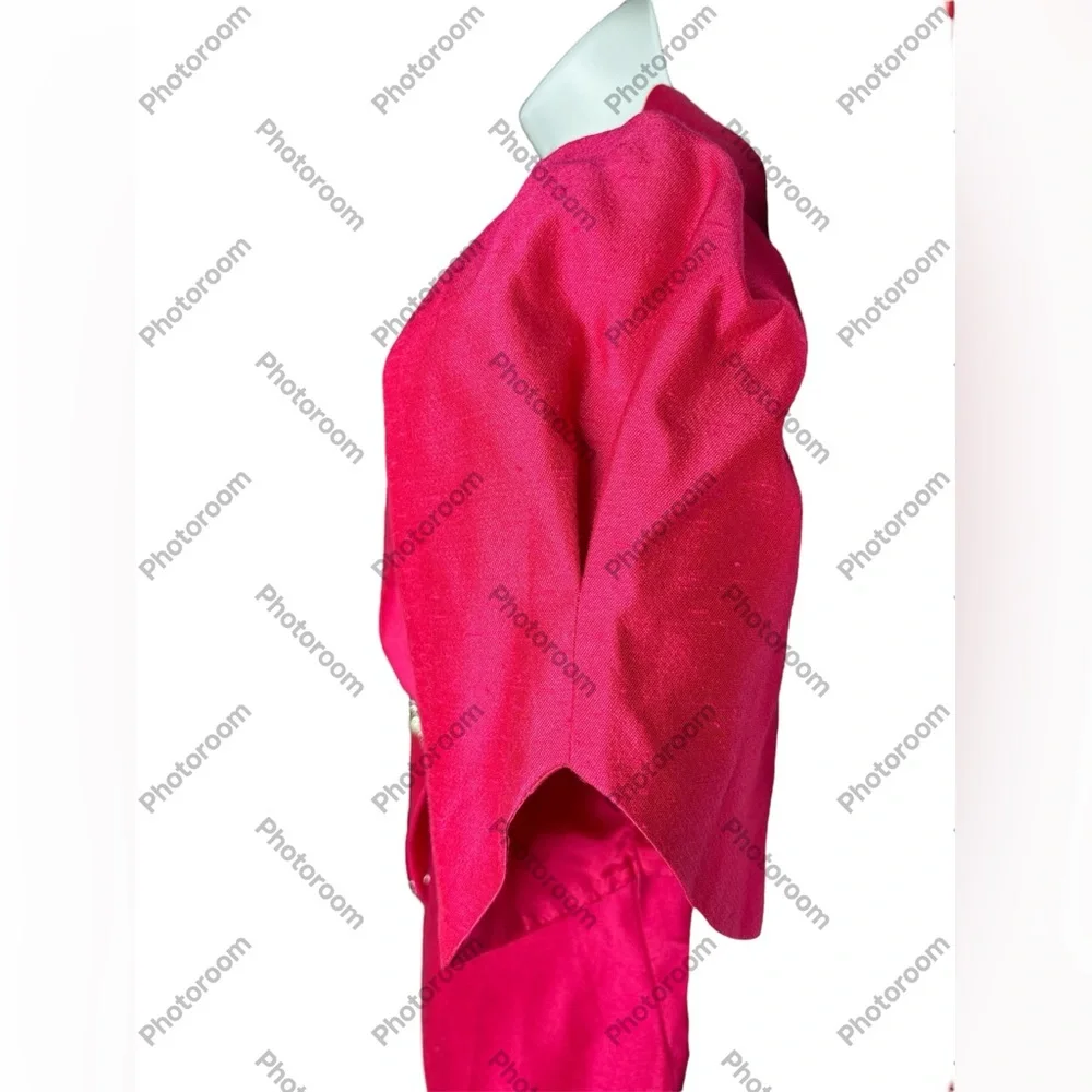 VINTAGE 1980s HOT PINK Formal Peplum Dress Skirt Set - M